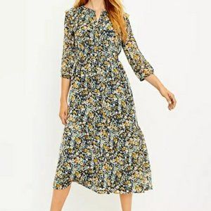 Loft Floral Ruffle Midi Shirtdress NWT